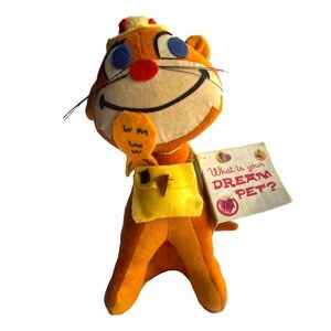 DAKIN DREAM PETS Vintage Fish N Chips Orange Cat Stuffed Plush With Tags